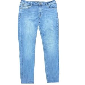 WARP+WEFT Light Indigo Skinny Frayed Hem Jeans
